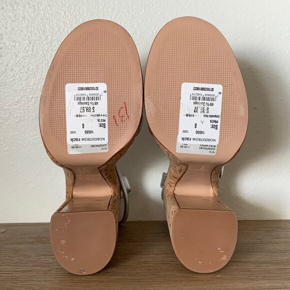 Schutz Pattie Platform Pump Heels sz 8 US Chunky Sandal Silver Cork Cyber Y2K - Picture 10 of 13